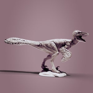 Feathered Utah Raptor, Jurassic Tribe, Dinosaur, Dnd, Resin Miniature, 3D printed mini