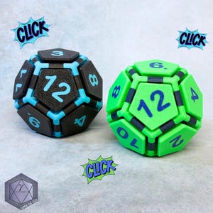 Click D12 - 12面ダイス、フィジェットトイ、大型D20ダイス、カスタマイズ可能、人気デザイン