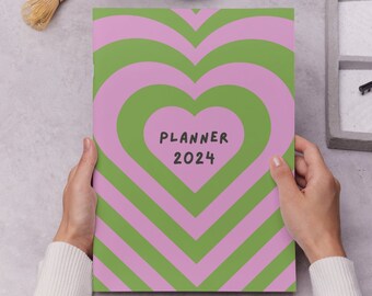 Pink and Green 2024 printable planner