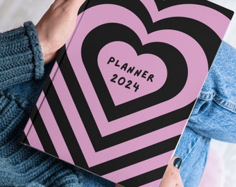 Pink and Black 2024 Monthly Planner