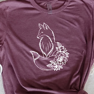 Floral Fox Shirt, Fox T Shirt for Her, Gift for Fox Lover, Mandala Fox Tshirt, Animal Lover Shirt for Women, Cute Fox Gift, Fox Lover Gift