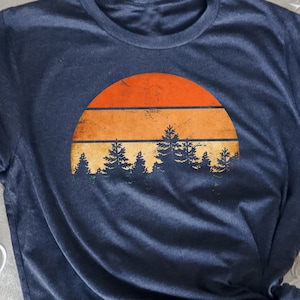 Camping Gift Shirt, Forest Themed Shirt, Tree Shirt, Adventure Is Calling, Sunset Themed Shirt, Wildlife Tee, Wilderness, Pine Tree