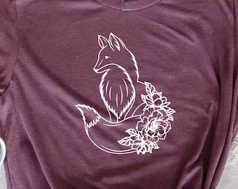 Floral Fox Shirt, Fox T Shirt for Her, Gift for Fox Lover, Mandala Fox Tshirt, Animal Lover Shirt for Women, Cute Fox Gift, Fox Lover Gift