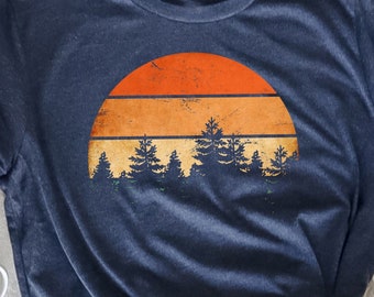 Camping Gift Shirt, Forest Themed Shirt, Tree Shirt, Adventure Is Calling, Sunset Themed Shirt, Wildlife Tee, Wilderness, Pine Tree