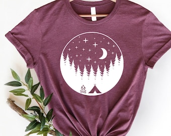 Forest Camping Shirt: Adventure Tee, Pine Tree Wildlife Design