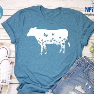 Cow Shirt, Cow T Shirt, Cow Kids Shirt, Farming Shirt, Farm Girl Shirt, Cow Lover Shirt, Floral Cow, Country T Shirt, Dairy Farm