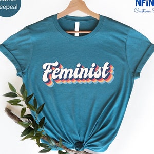 Feminist Af Shirt Retro Feminism Tshirts In Blue Feminist Af Shirt Retro Feminism Tshirts In Blue