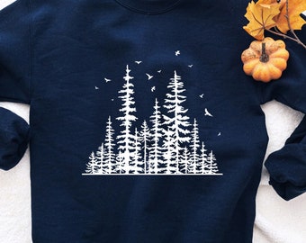 Forest Sweatshirt: Pine Tree Graphic, Adventure Hoodie
