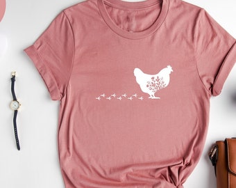 Floral Chicken Shirt: Farm Animal Tee