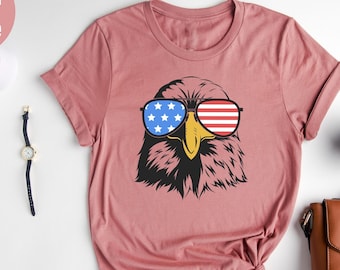 Patriotic Eagle Sunglasses Shirt: 4th of July Freedom Tee