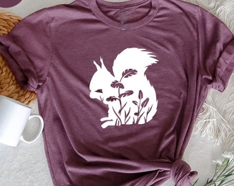 Floral Squirrel T-Shirt: Animal Lover Tee