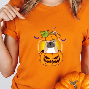 French Bulldog Halloween Shirt, Dog Halloween Shirt, Pumpkin Dog Shirt, Dog Lover Gift, Frenchie,French Bulldog Gift, French Bulldog Pumpkin