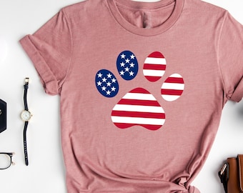 Patriotic Dog Paw USA Flag Shirt - Independence Day