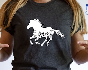 Floral Horse Shirt: Country Animal Lover Gift