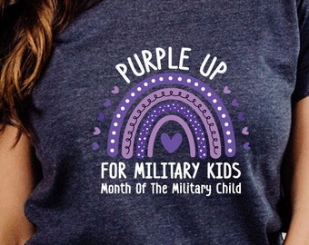 Purple Up Military Kids Shirt: Rainbow Military Child Tee