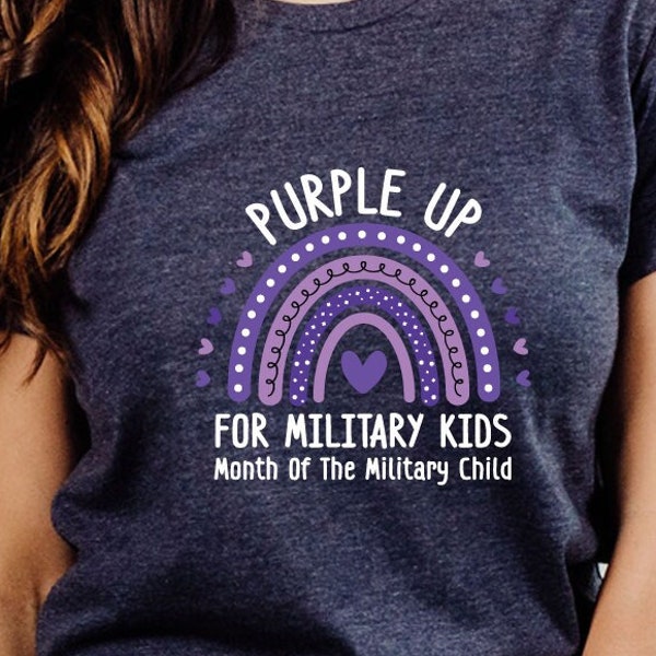 Military Kids Shirt, Purple Rainbow Military Child Shirt, Purple Up Shirt, Military Mom Appreciation Sweatshirt, Military Children Tee