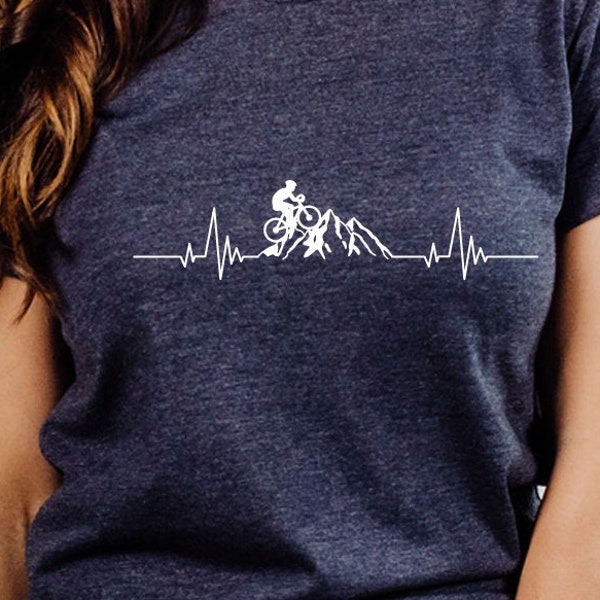 Mountain Bike Shirt, Mountain Biker Gift, Mountain Biking Shirt, Heartbeat Shirt, Mountain Biker Shirt, Camping Gift, Bike Lover Gift