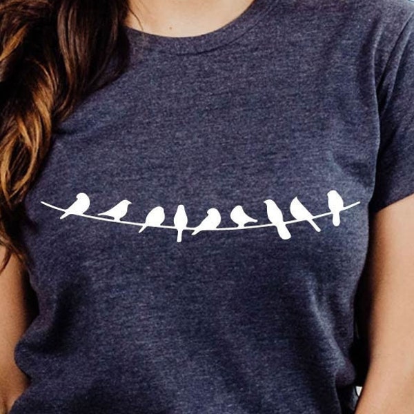 Bird Shirt, Bird Nerd Shirt, Lover Shirt, Birds on Branch Shirt, Birds on Wire shirt, Bird Nerd Shirt, Cute Bird Shirt, Bird on Cable Shirt