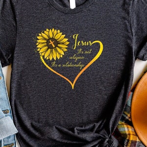 Religious Gifts for Women, Christians T Shirt, Religious T Shirt, Sunflower Heart Shirt, Christians Gift,Religious Shirt, Faith Shirt