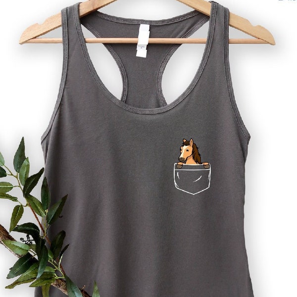 Horse Gift, Horse Pocket Tank Top, Horse Lover Racerback, Country Tank Top, Gift For Horse Lover, Animal Lover Tank Top, Horse Racerback