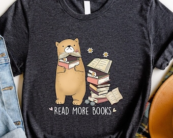 Reading Bear Books T-Shirts, Bookworm Bear Shirt, Book Nerd Shirts, Book Lover Shirts, Librarian T-Shirts, Bear Mom Shirts, Book Lover Gifts