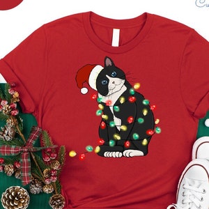 Christmas cat tee shirts hotsell