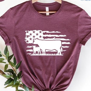USA Cow Farm Shirt, Farm Cow Shirt, Farmer Cow Shirt, Farm Animal Shirt, Farmer American Flag Shirt, Farmer Gift Shirt, Cow Lover Gift Shirt