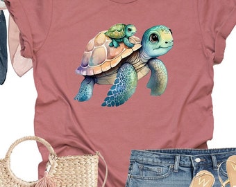 Turtle Mom Shirt, Sea Turtle Shirts, Mom And Baby Turtle Shirt, Love Turtle Tee, Turtle Shirt, Turtle Lover Gift, Summer Shirt, Beach Shirt