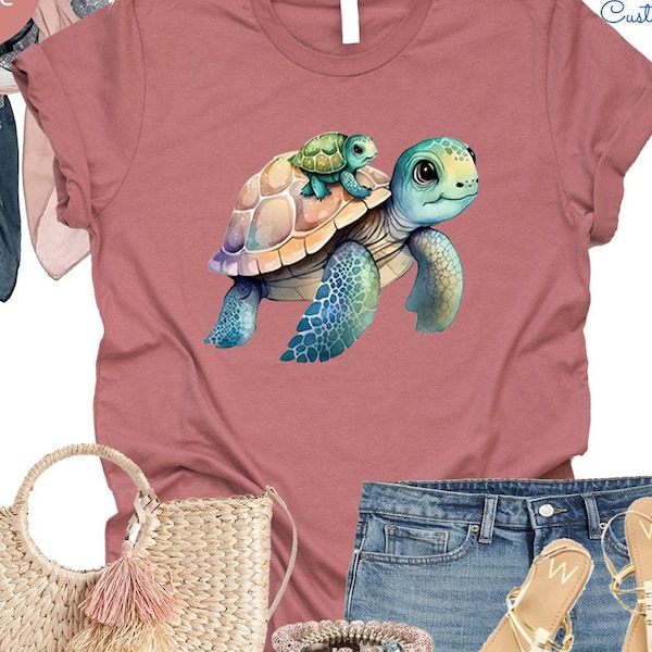 Turtle Mom Shirt, Sea Turtle Shirts, Mom And Baby Turtle Shirt, Love Turtle Tee, Turtle Shirt, Turtle Lover Gift, Summer Shirt, Beach Shirt