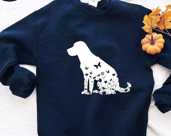Labrador Mom Sweatshirt, Floral Dog Silhouette