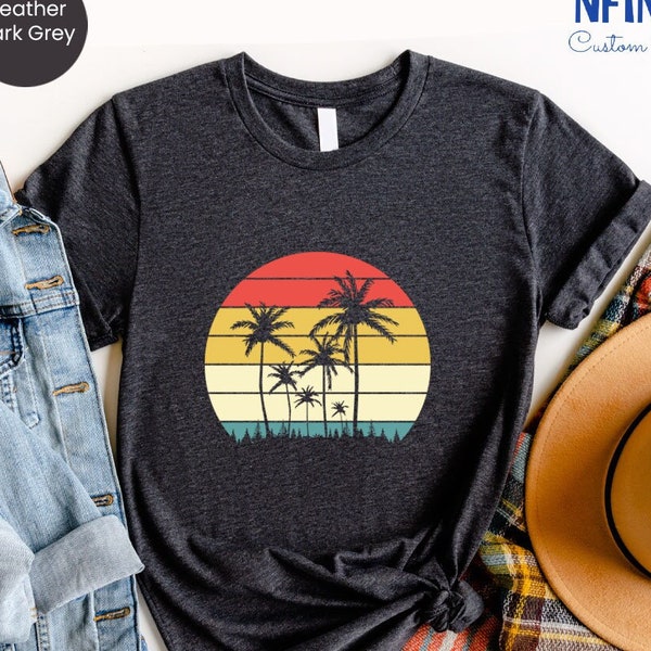 Tropical Island Shirt, Mexico Trip Shirt, Palm Trees On The Beach At Sunset Shirts, Summer Holiday Tshirt, Palm Hoodie, Hawaii Holiday Shirt