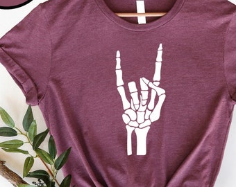 Skeleton Rock Hand Halloween T-Shirt