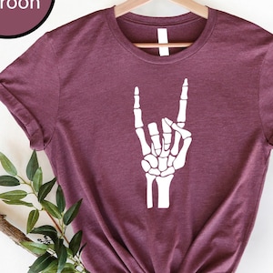 Skeleton Rock Shirt, Halloween Shirt, Halloween Skeleton T-Shirt, Skeleton Hand Halloween, Halloween Gift, Horror T Shirt