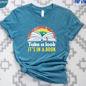 Book Lover Shirt, Book Club Gifts, Gifts For Teachers, Gift For Book Lovers, Book Lover Gift, Rainbow Book Tee, Bookish Shirt, Library Shirt
