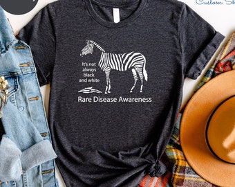 Rare Disease Awareness Shirt: Zebra Ribbon Support Tee