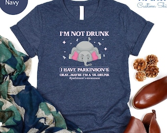 Parkinson'S T-Shirt, Parkinsons Disease Awareness T-Shirt, Parkinsons Warrior Cute Elephant Shirt, Parkinson'S Support Motivational Shirt