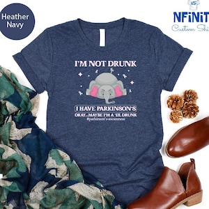 Parkinson&#39;S T-Shirt, Parkinsons Disease Awareness T-Shirt, Parkinsons Warrior Cute Elephant Shirt, Parkinson&#39;S Support Motivational Shirt