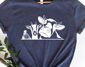 Farm Animals Shirt: Cow, Goat & Chicken Tee