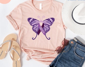 Fibromyalgia Awareness Shirt: Butterfly Ribbon, Chronic Illness Support