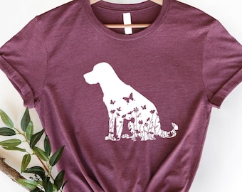 Labrador Mom T-Shirt: Floral Dog Silhouette