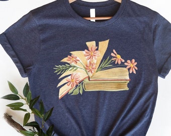 Floral Book T-Shirt: Book Lover Reading Tee