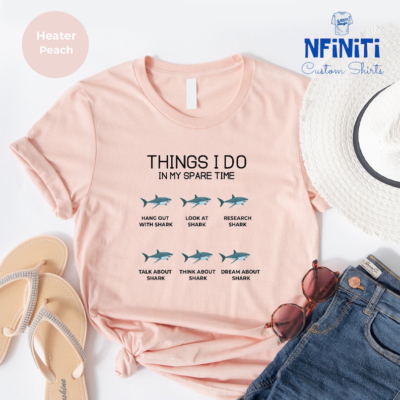 Funny Shark Lover T-Shirt: Things I Do In My Spare Time image 3