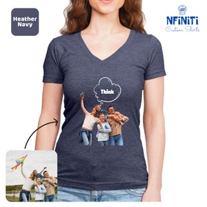 Custom Cartoon V-Neck Shirt, Personalized Cartoon Photo V Neck Shirts, Custom Photo V-Neck Tee, Personalized Gift,Custom Birthday V-Neck Tee