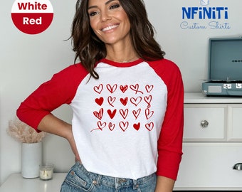 Heart Symbols Baseball Raglan Shirt, Valentine Gift For Her
