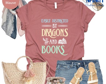 Dragon Shirt Bookworm Shirt, Reading Shirts, Librarian Gift, Book Lover T-shirt, Book Nerd Tee, Animal Lover Tee, Figment Tshirt, Book Shirt