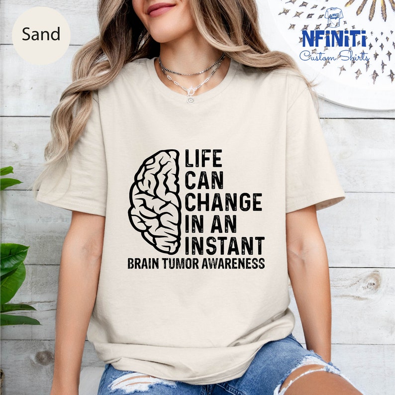 Brain Tumor Inspirational Quote Awareness Shirt, Brain Cancer Support ...