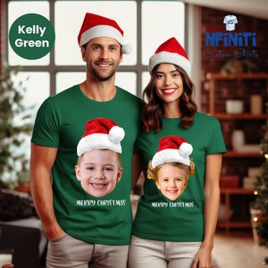 Custom Face Christmas Shirt, Personalized Santa Hat Tshirt, Christmas Matching Family T-shirt, Custom Photo New Year Gift, Custom Xmas Shirt