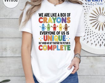 Crayons Teacher T-Shirt, Elementary School Back To School Tee