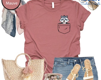 Racoon Lover Shirt, Pocket Shirt Cute Racoon Shirt, Racoon Pocket Shirt, Minimal Shirt, Racoon Shirt, Funny Animal Shirt, Gift Shirt
