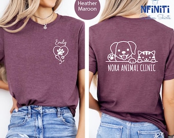 Custom Vet Tech Shirt: Veterinarian Pocket Tee, Personalized Name Shirt